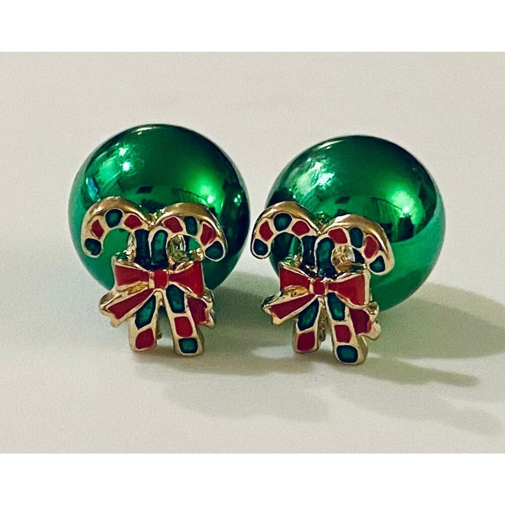Candy Cane Christmas Double Sided Earrings